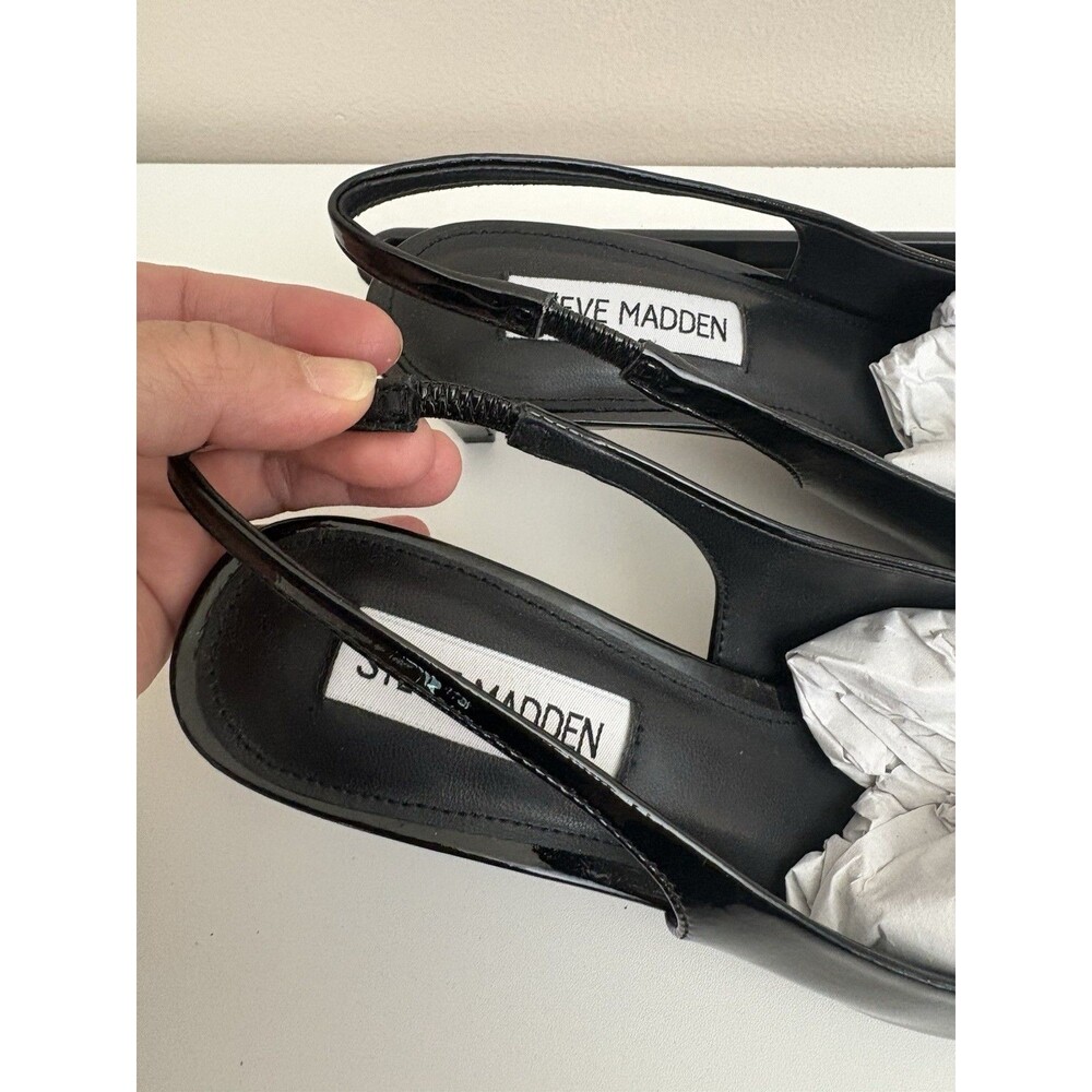 NIB Steve Madden Alynna Black Patent Slingback Pumps Pointed Toe Cone Heels 7.5 - Picture 15 of 16